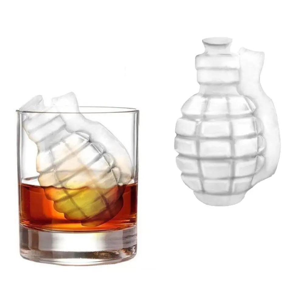 3D Grenade Shape Ice Cube Mold Freez Box Whiskey Cake Decorating Tools Chocolate Fondant Silicone Ice Machine Bar Accessoires