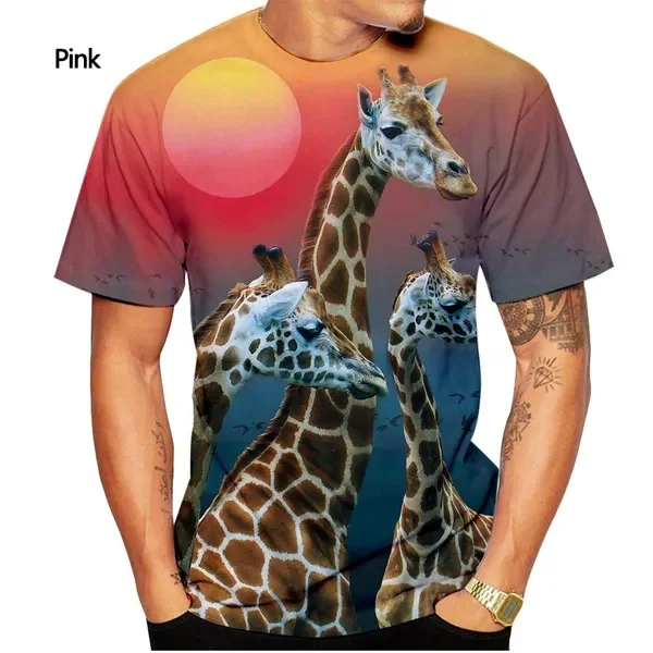 New Fashion Cute Giraffes 3D Printing T Shirt Men\'s And Women\'s Summer Casual Short-sleeved Oversize Street T-shirt Kid Tops