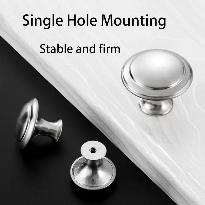 20 Stück runde Schubladenknöpfe, silberne Schrankgriffe, Einloch-Pilzstil, Metall für Schublade, Schrank, Kommode, Schrank, Kleiderschrank – Detail 6