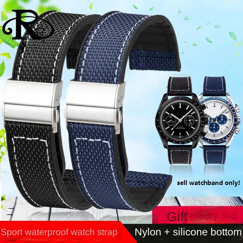 Nylon +Silicone Strap for Seiko No.5 Water Ghost/Canned SRPC31J1 SSC295J1 Tissot/Casio/Mido Universal Silicone watchband 20/22mm