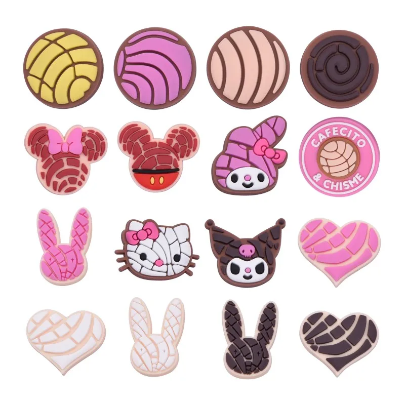 1pcs Pink Cartoon Dessert Cookies  for  Shoe Charms Funny Garden Accessories Buckle Fit Clogs Sandals Decorate Kids Gift