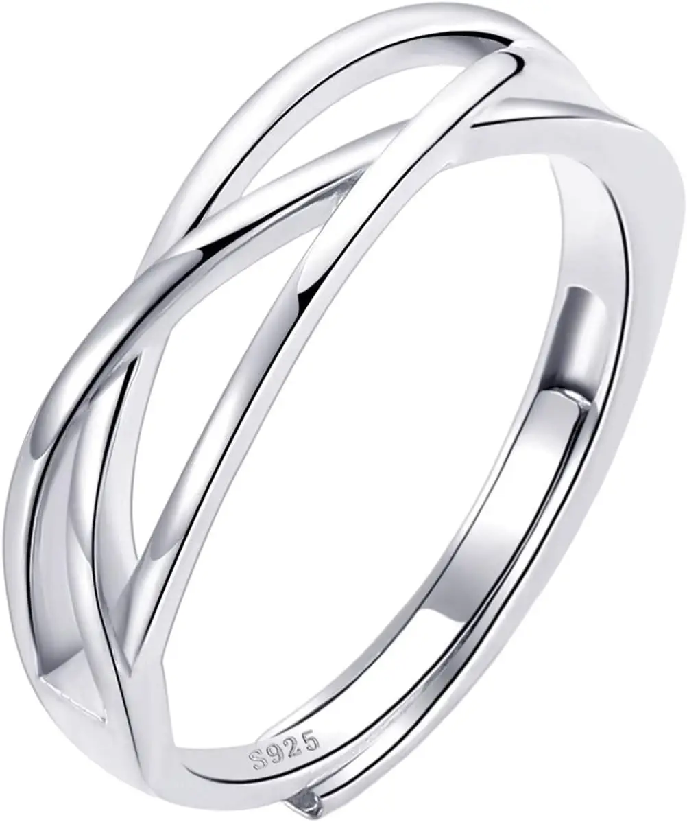 

Серебряное регулируемое кольцо Ooopel из стерлингового серебра S925 для женщин, с кубическим цирконием, в форме узла любви, изящное, минималистичное