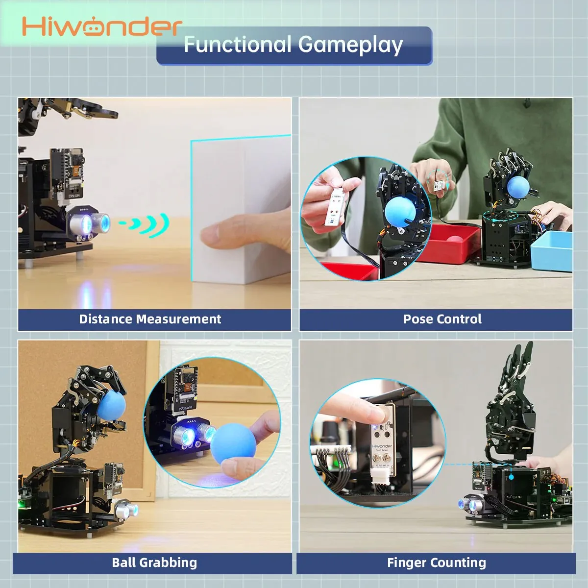 

Hiwonder uHand Bionic Hand Роботизированная ручная стартерная версия для левой и правой руки без/с комплектом расширения датчика