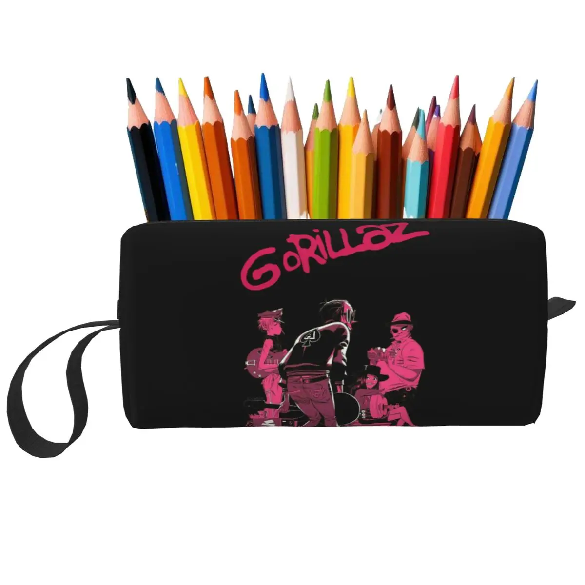Band Gorillaz Federmäppchen für Schüler, Schule, Stiftbox, Bleistiftbeutel, Schreibwaren, Reise-Organizer für Damen