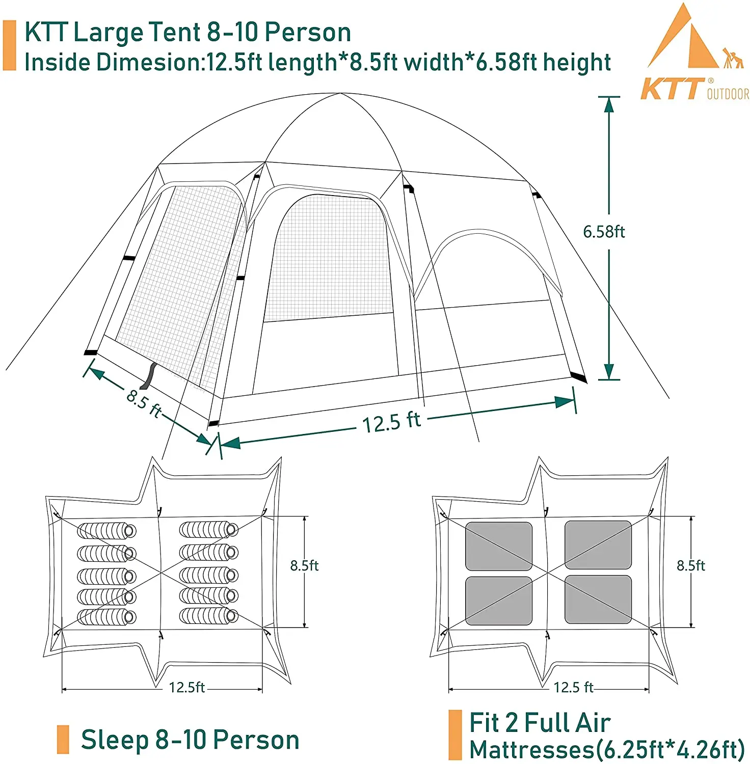 Extra Large Tent 12 Person,Family Cabin Tents,Waterproof,Double Layer,Big Tent for Outdoor,Picnic,Camping,Family