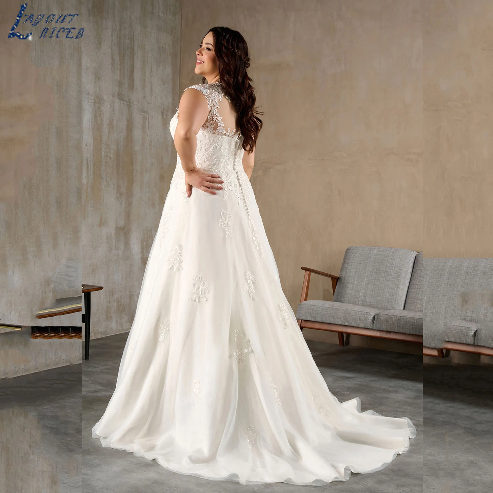 

Plus Size Wedding Dress Women Classic Sweetheart A-line Lace Appliques Bridal Gown Sleeveless Tulle vestido de noiva Customized