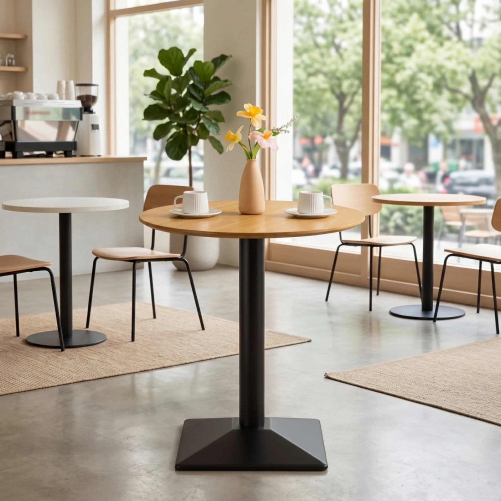 Cafe Table Compact Table with Pedestal Base Furniture Versatile Sturdy for Cafe-Style, Reception Area