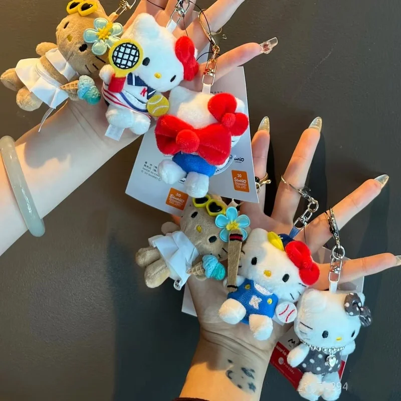Uroczy Tenis Limited Anime Kawaii Hello Kitty Lalka Zawieszka do Torby Śliczny Plecak Szkolny Dziewczęcy Pluszowy Breloczek Ozdobny Prezent