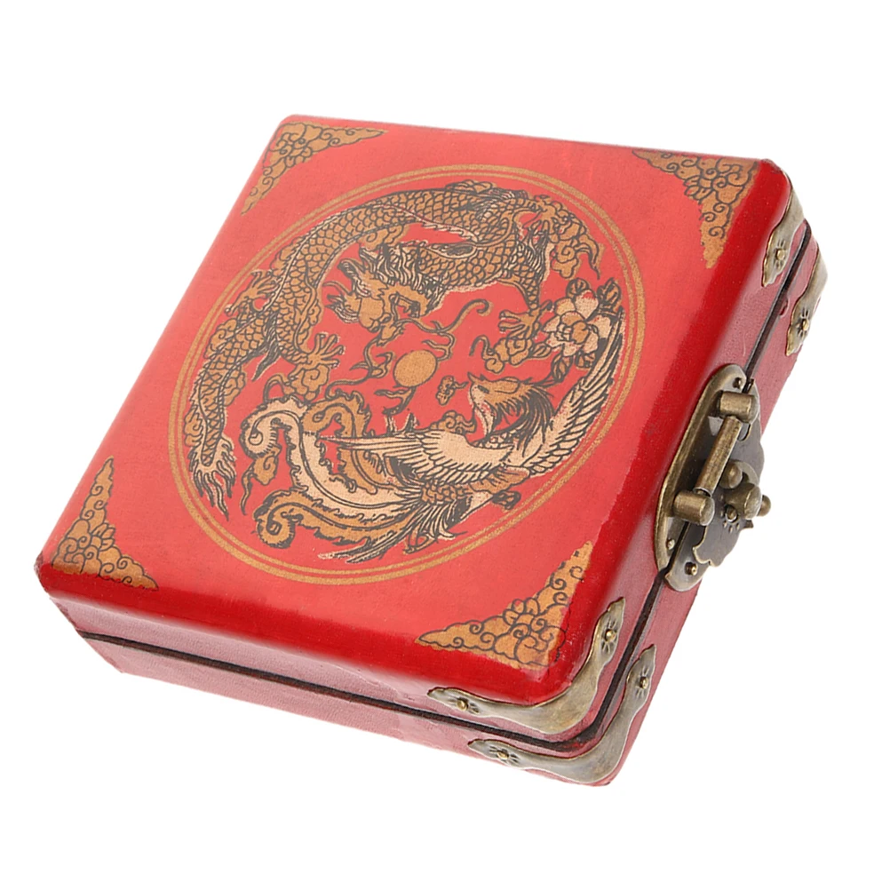 

Jewelry Box Organizer Trinket Boxes Vintage Earrings Case Square Storage Treasure Holder Wooden