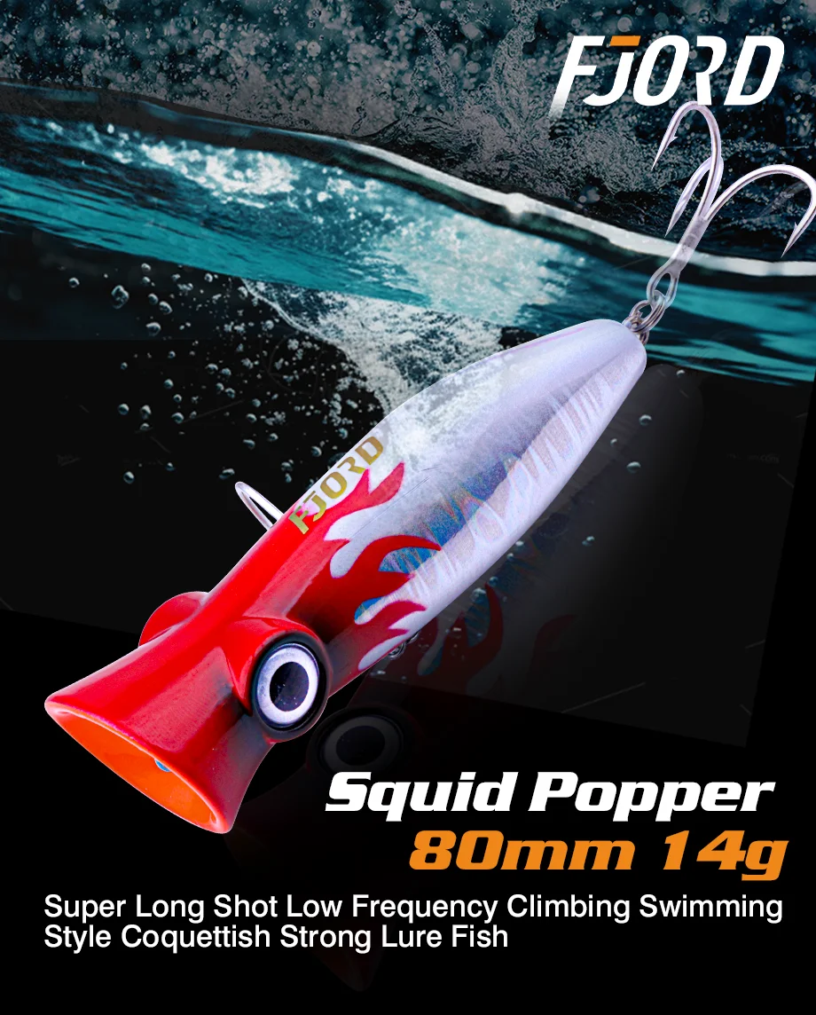 FJORD 80mm 14g Popper Glow Angelköder Swimbait Schwimmende Harte Köder Hechtbarsch Meer Salzwasser Oberfläche Walker Angelzubehör – Detail 1