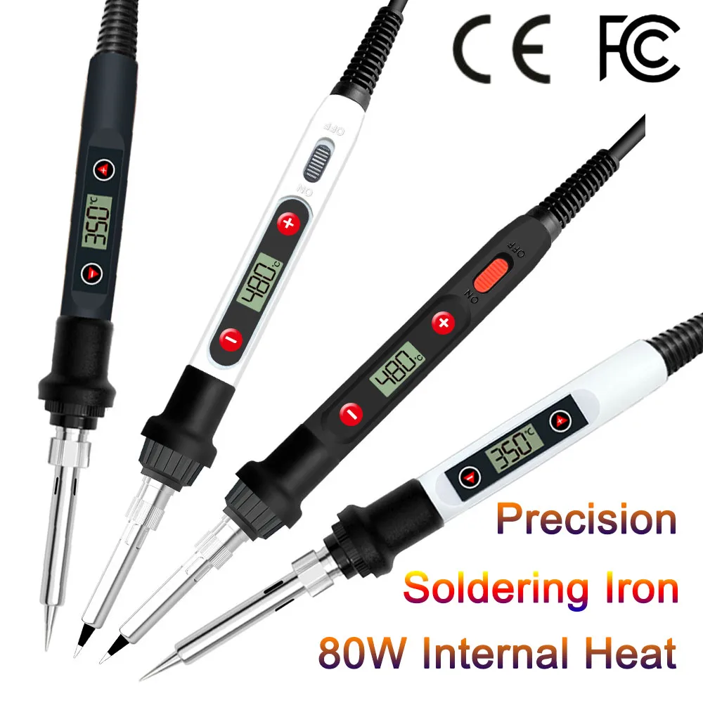 80W Precision Soldering Iron Adjustable Electrician Solder Irons With Switch Regulator Fast Heating Ceramic Core Welder Tools