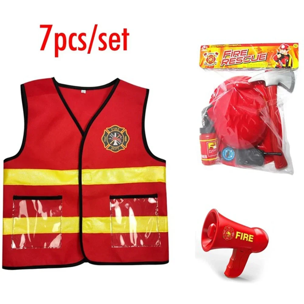 Kids Firefighter CosplayCostumes for BoysLittle Fireman Firemen Costume Uniform for Child Halloween Carnival Party Gift