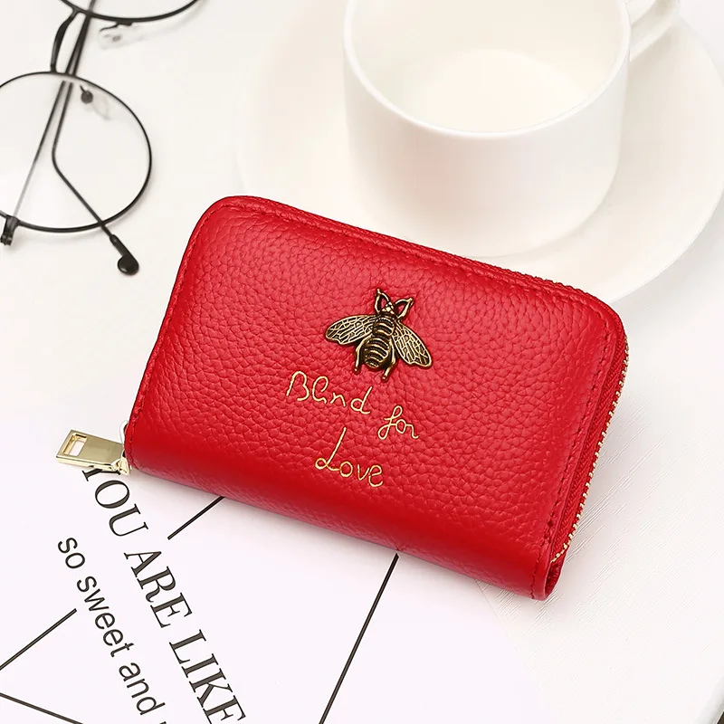 

New Women Genunine Leather Wallet Coin Card Holder Bag European style Cowhide Women Multi-card Small Wallet For girls