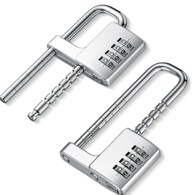 The New2 Pcs 4 Digit Combination Lock Code Cabinet Lock U Shaped Gym Locker Adjustable Padlock Long Shackle Lock For School