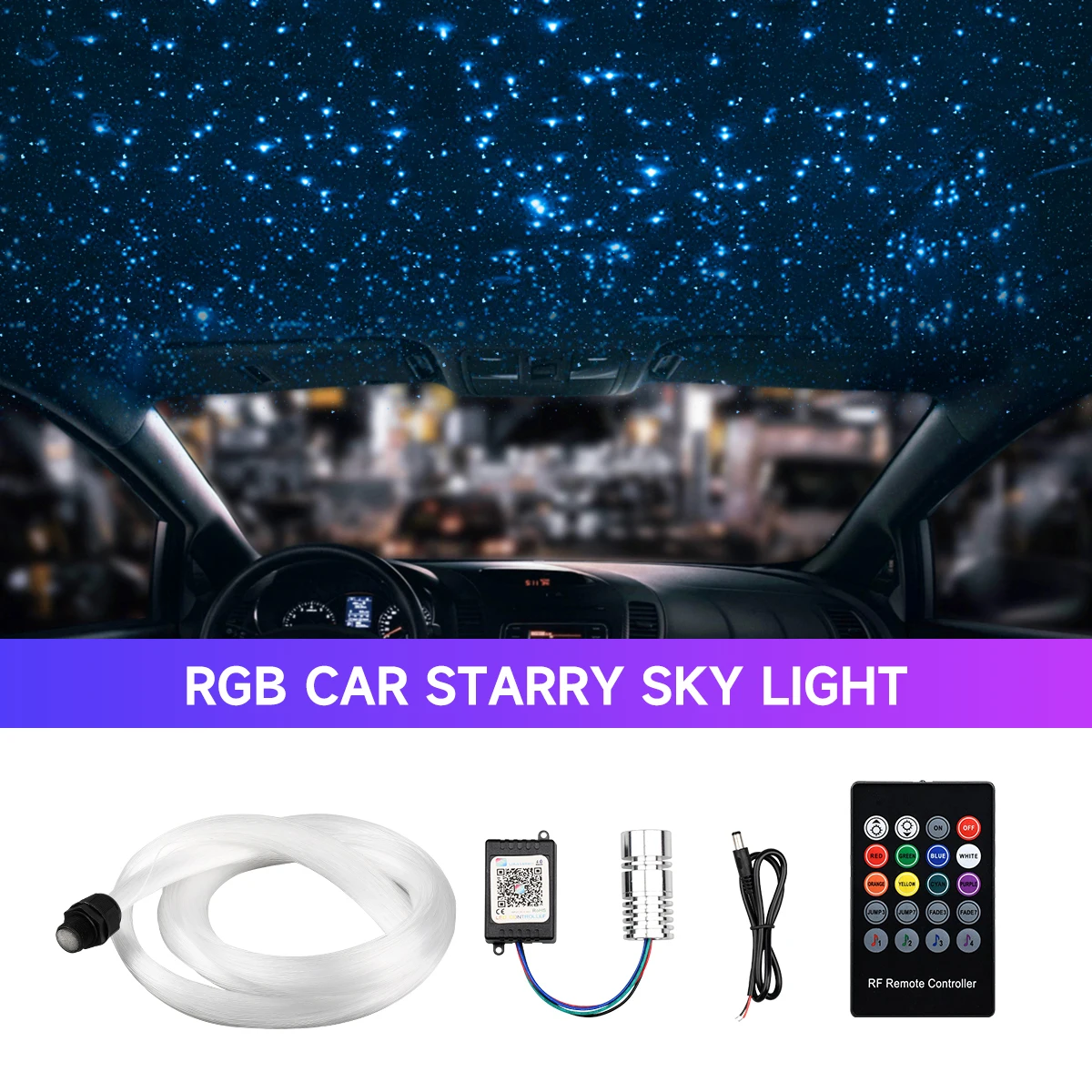 

6W 3M Twinkle Starry Sky Car Star Ceiling Light Fiber Optic Light Star Roof Interior Atmosphere Light Auto Decor Lamp APP Remote