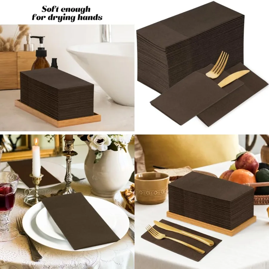

Napkins Disposable Cloth like Dinner Paper Napkins with Pocket 100 Pack Folded Luncheon Napkins Wedding Reception Bathroom Gues
