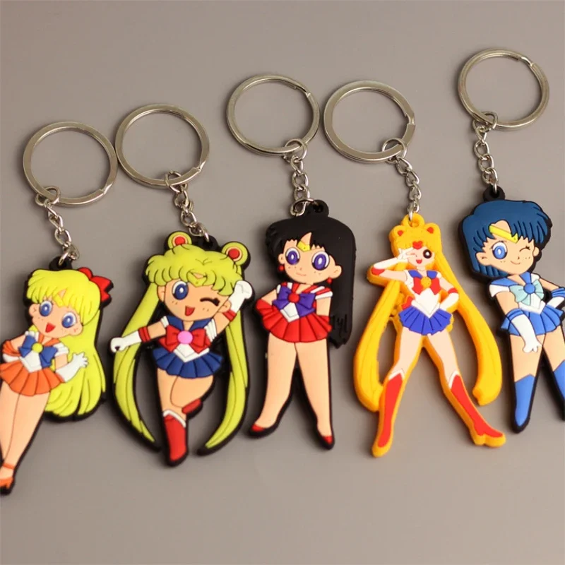 MINISO Cute Anime Sailor Moon Character Keychain for Girls Backpack Key Ring Car Key Pendant Decoration High Quality Presents