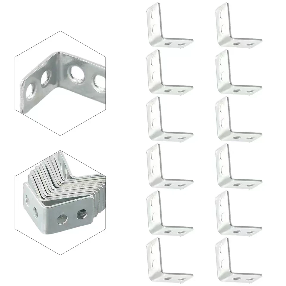 1/10Pcs L-Shape Corner Brackets Metal Corner Brace Drawer Shelf Wall Bracket Fixing Right Angle Corners Brace Furniture Hardware