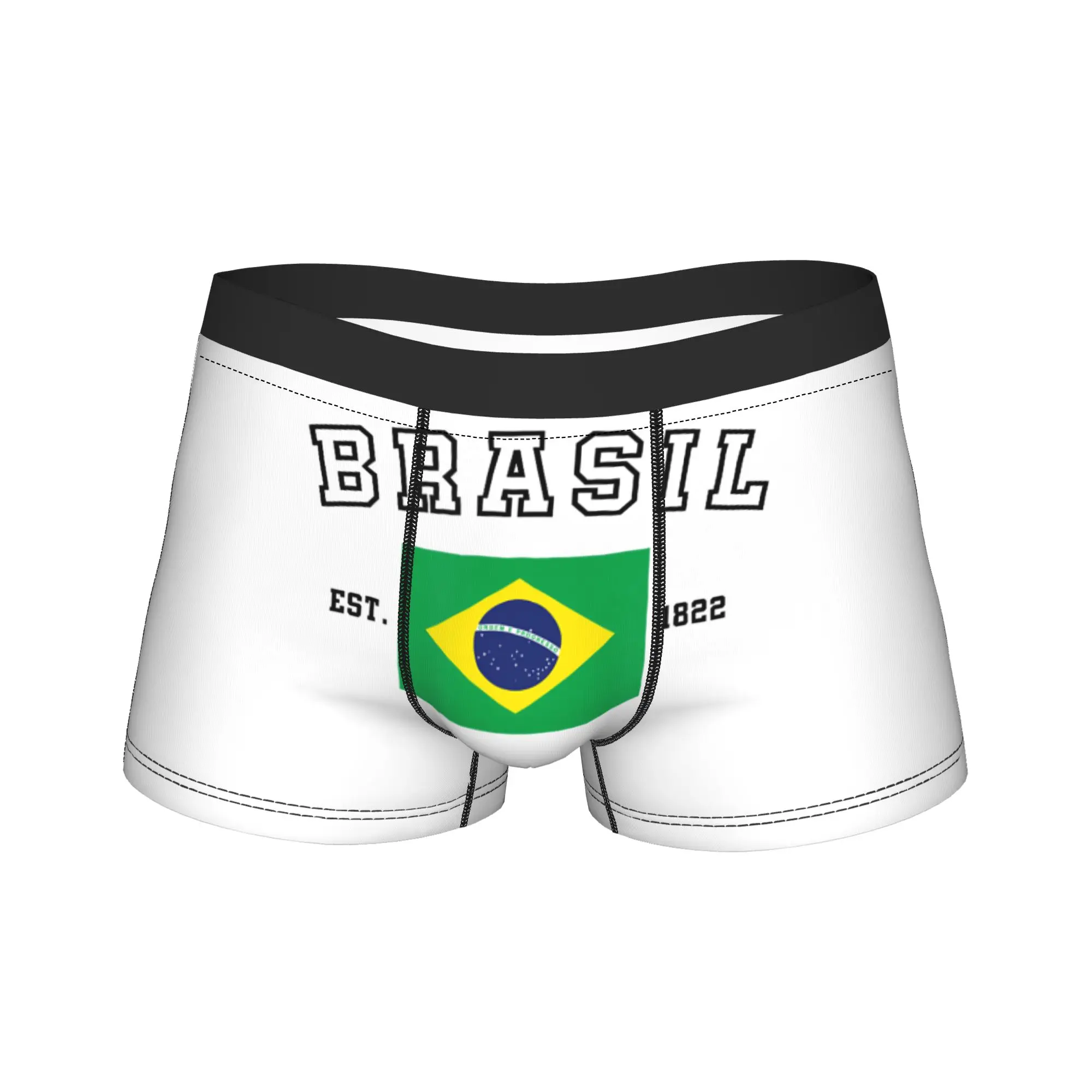 Brazil Flag  Underwear  Men Boxer Brief Breathable Trunk Trenky Printed Oversize Underpants