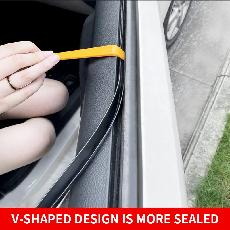 Car Door Window Seal Strip V Shape Weatherstrip Car Window Lift Sealing Trim Strips Auto Stickers Noise Insulation Window