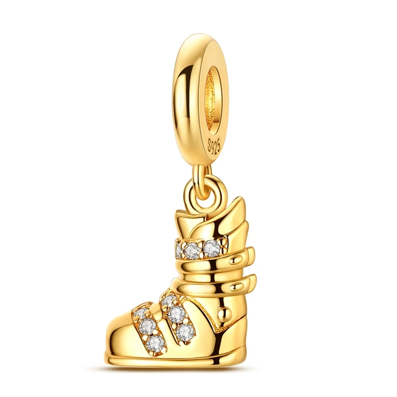 Neue 925 Sterling Silber Original Charms Anhänger Perlen Passend für Armband DIY Goldener Kürbis Kutsche Mädchen Junge Charm Damenschmuck Geschenk