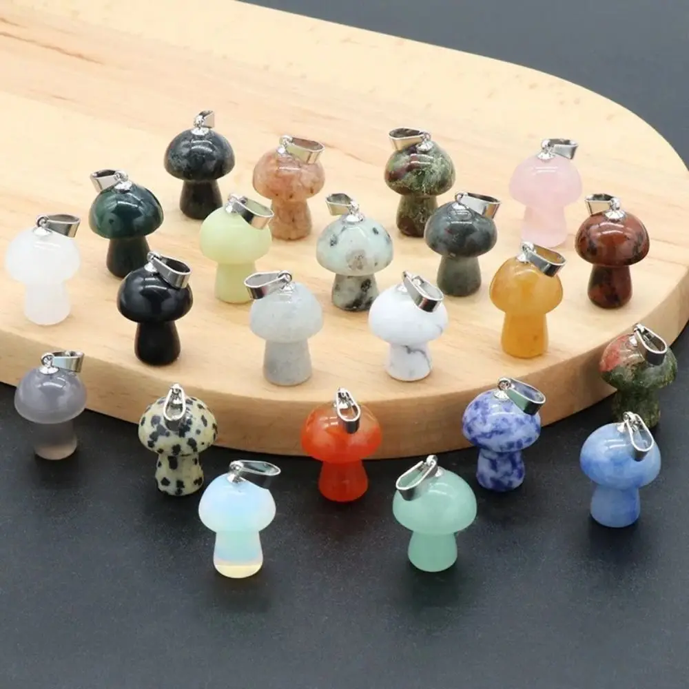 Fashion Mushroom Shape Pendant Exquisite Handmade Mushroom Stone Ornaments cute Mini DIY Jewelry Accessories Making Decoration