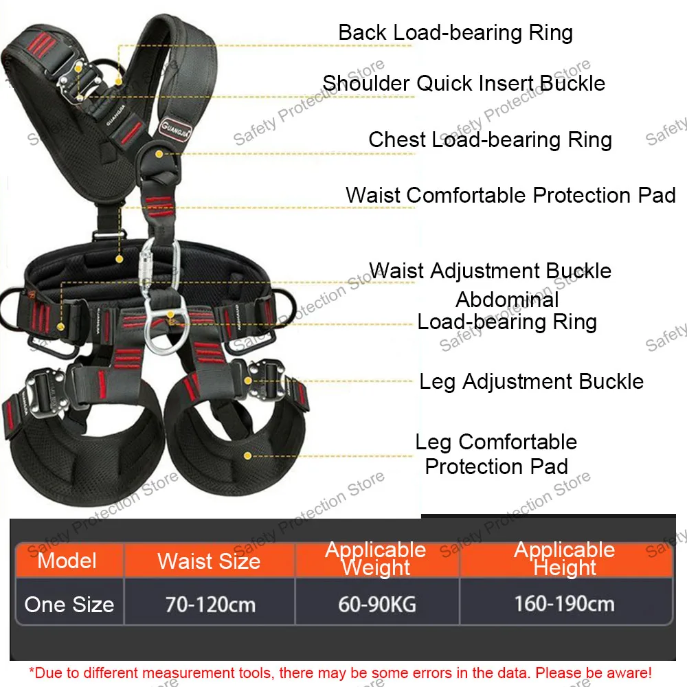 High Altitude Work Safety Harness Full Body 5-Point Safety Belt Outdoor Climbing Mountaineering Construction Rescue Equipment