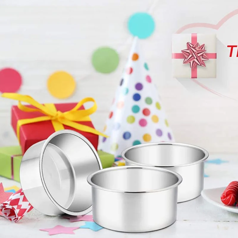 CMHI-4 Inch Cake Pan,6 Piece Mini Cake Pan Round Tier Baking Cake Pans Set For Baking Steaming,Baking Round Cake Pan
