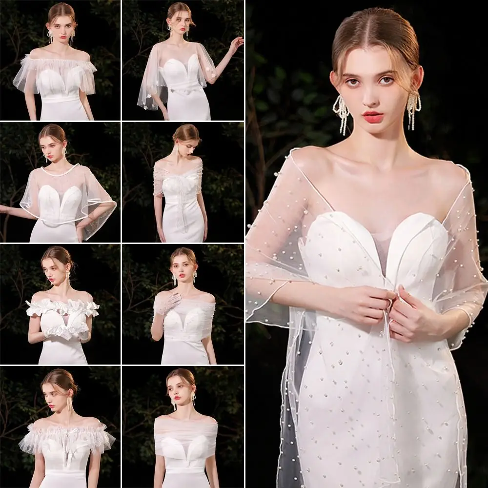 Fashion Lace Bride Wedding Dress Shawl Soft Dress Decor Wedding Cover Up Party Jacket Wraps Short Shawl For Women Dress image 2