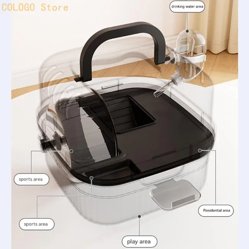 Transparent Hamster Carriers Travel Case Container Box for Small Animal Transport D0LD