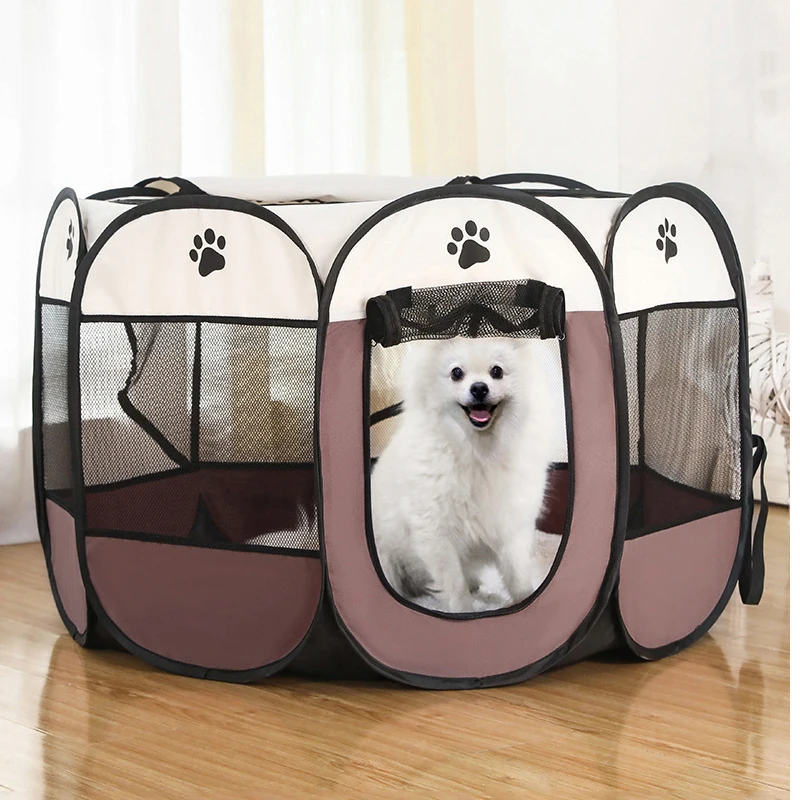 Portable Foldable Pet Tent Kennel Octagonal Fence Puppy Shelter Easy To Use Outdoor Easy Operation Dog Cages Cat Fences