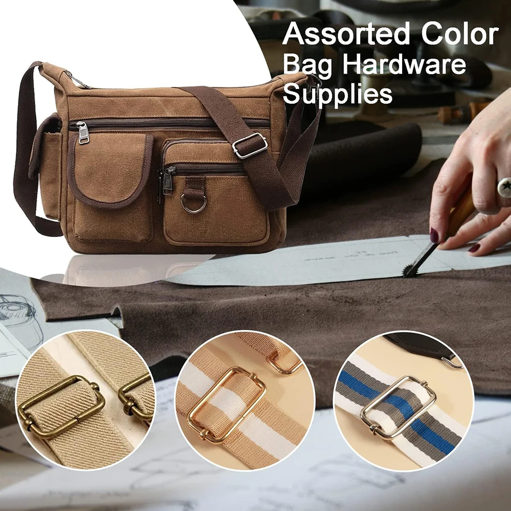 5pcs/pack Metal Slides Tri-Glides Wire-Formed Roller Pin Buckles Strap Slider Adjuster Buckles Rectangle Adjuster Belt Buckles