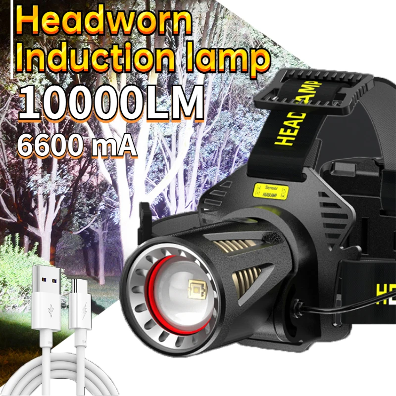 

XHP360 High Power Fishing 90 ° Headlamp Rechargeable Light Zoom Headlight Camping Hiking Led Flashlights Emergency Power Bank