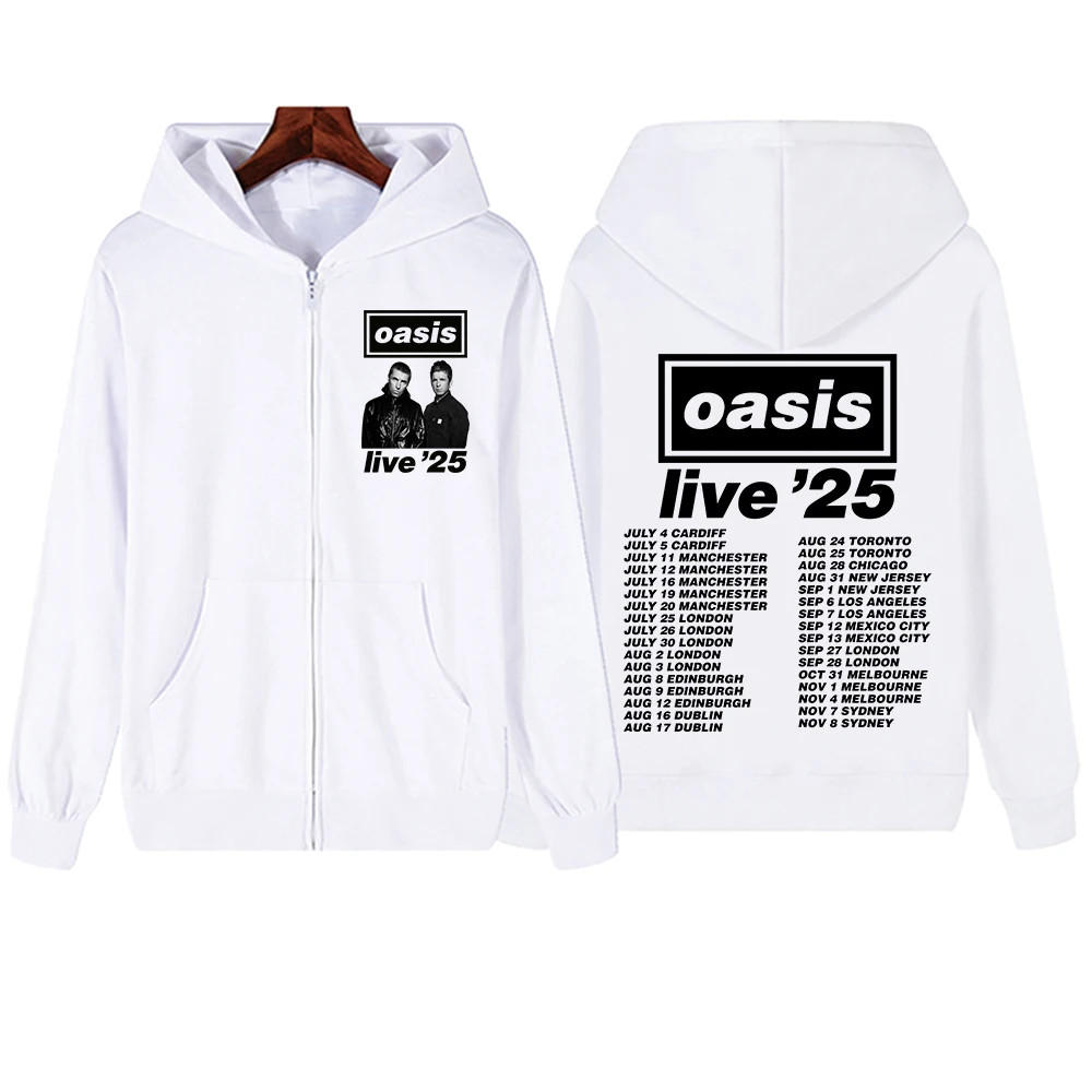 Oasis Live 25 Tour 2025 Zip Up Hoodie for Fan Hoodies Sweatshirt Unisex Y2k Zip Hoodie Harajuku