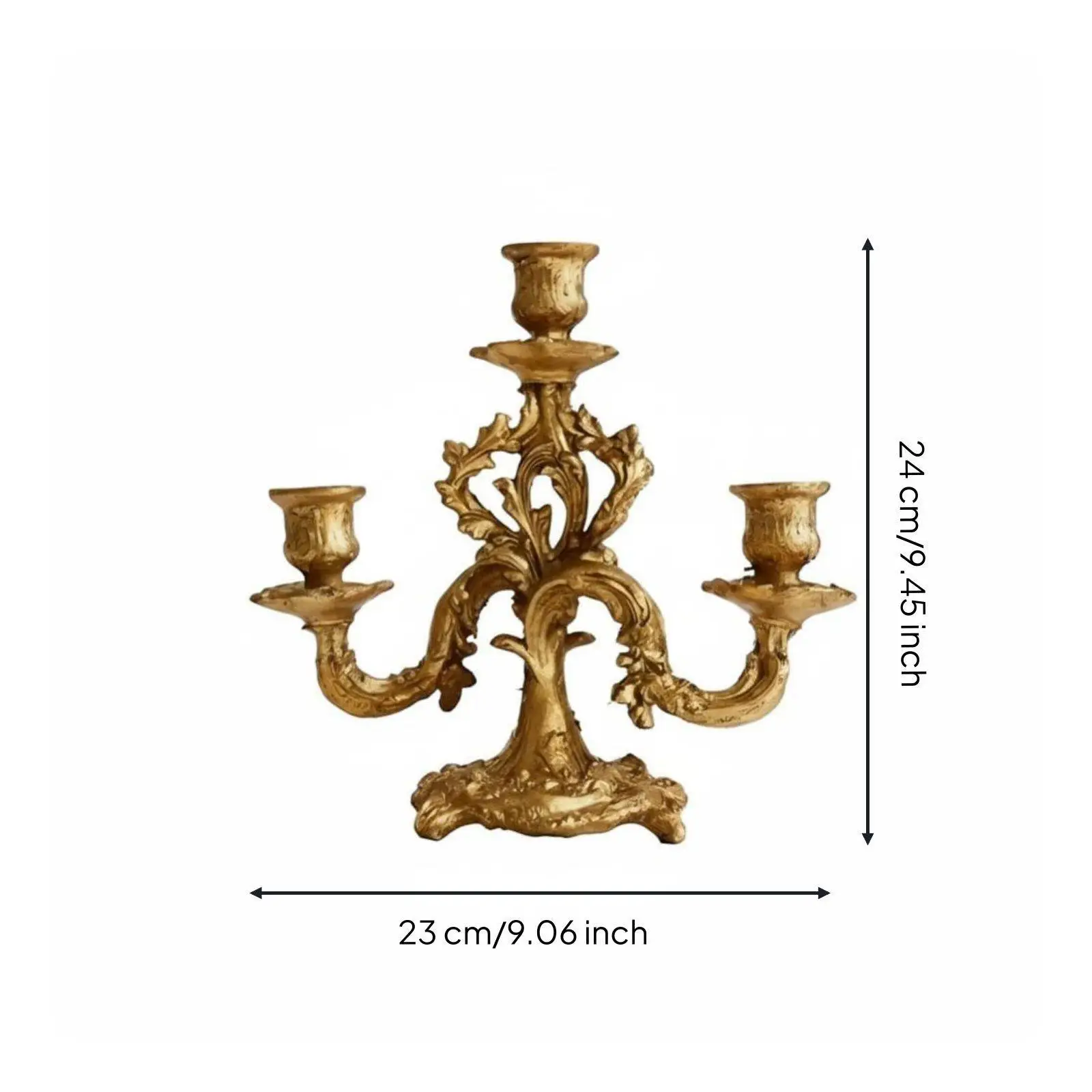 Vintage Candle Holder Classic Gold Baroque Tabletop Ornament for Home Wedding Dinner Decoration