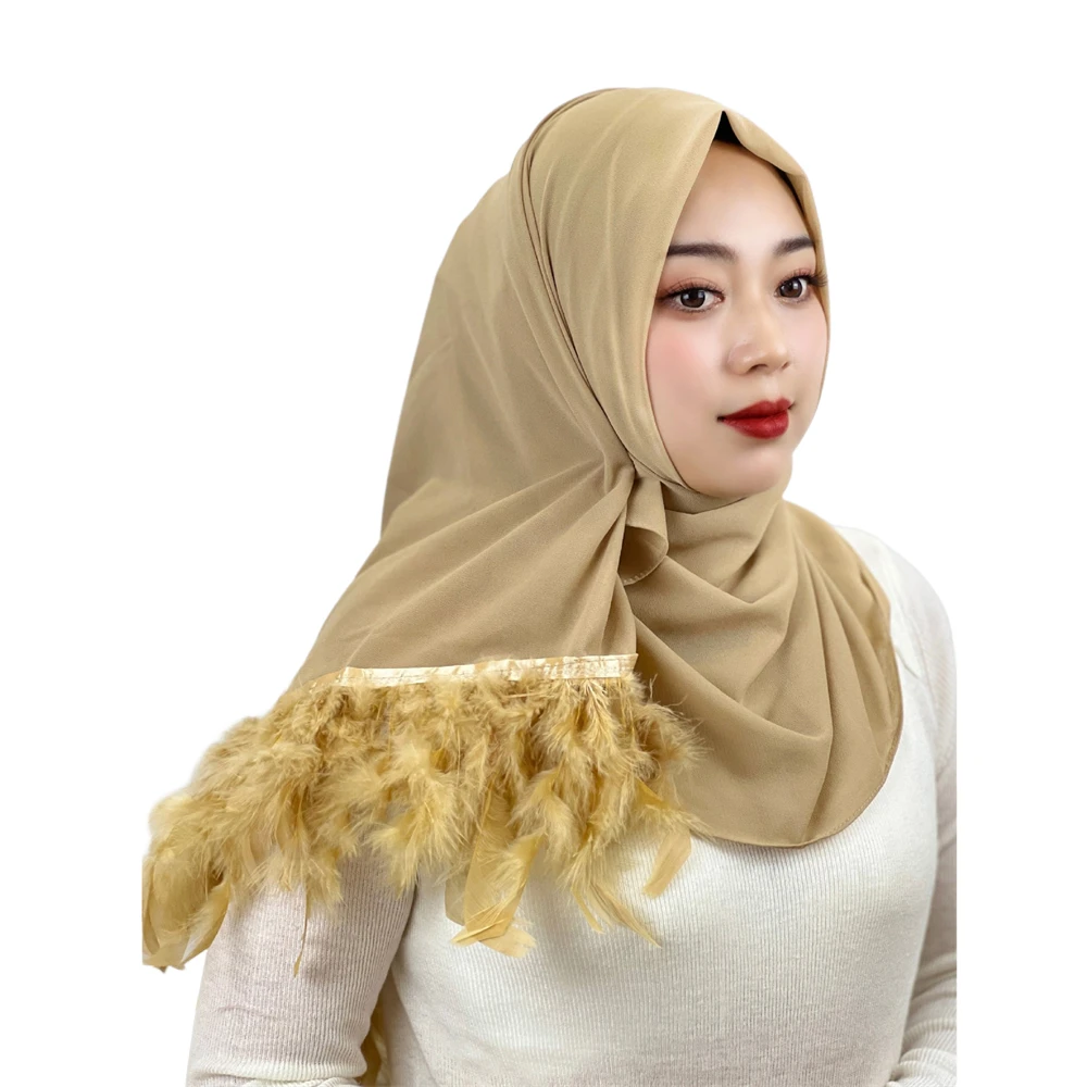 Women Muslim Hijab Chiffon Feather Scarf Turban Islam Stoles Shawl Wrap Scarves Pashmina Bufanda Foulard Headband Turbante Mujer