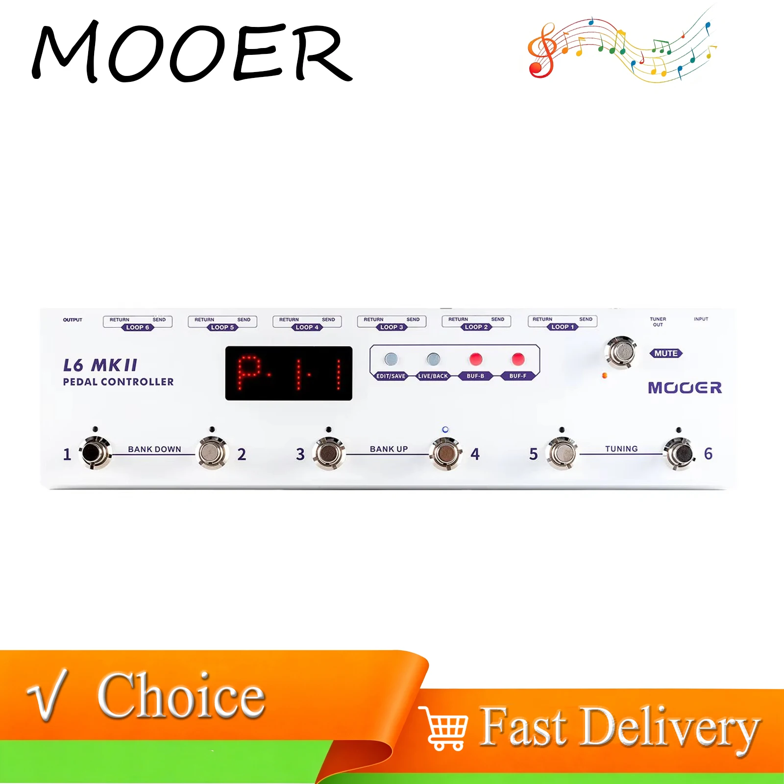 MOOER PCL6 MKII Controller Pedal Programmable Loopswitcher with 6 Loops Guitar Connector Parts Accessories for Performing ﻿