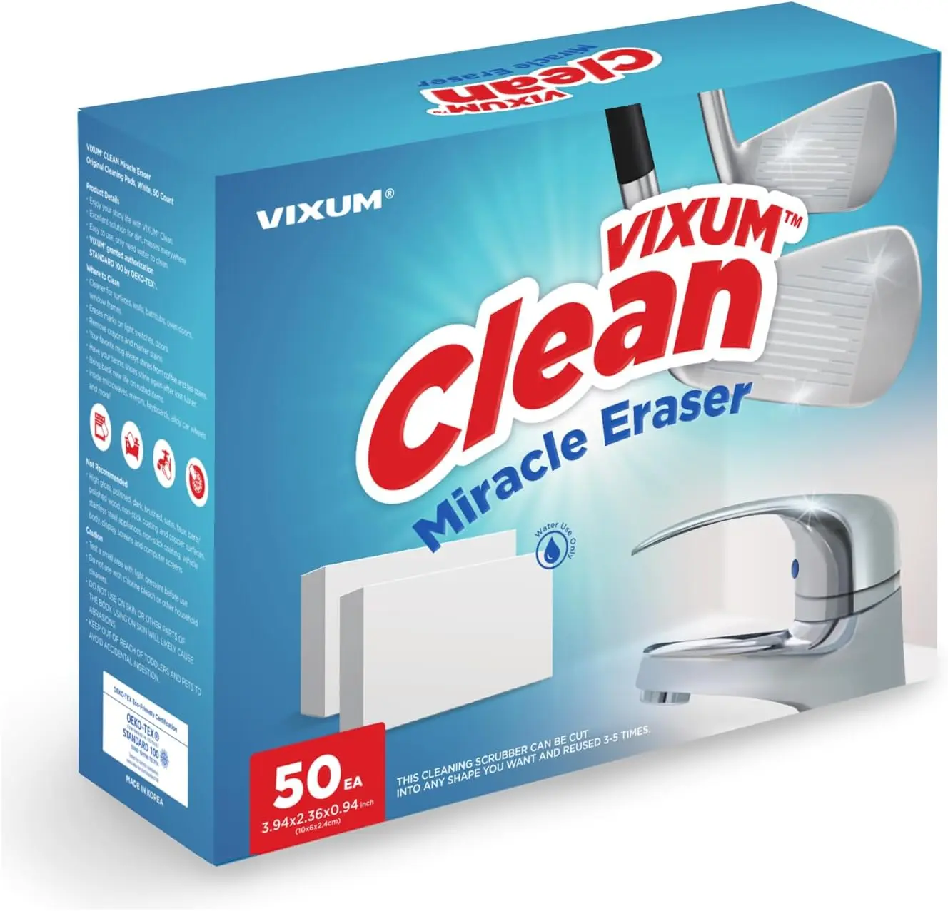 

Чистящие салфетки CLEAN Miracle Eraser Pads, 50 штук – универсальные, без химикатов, для дома