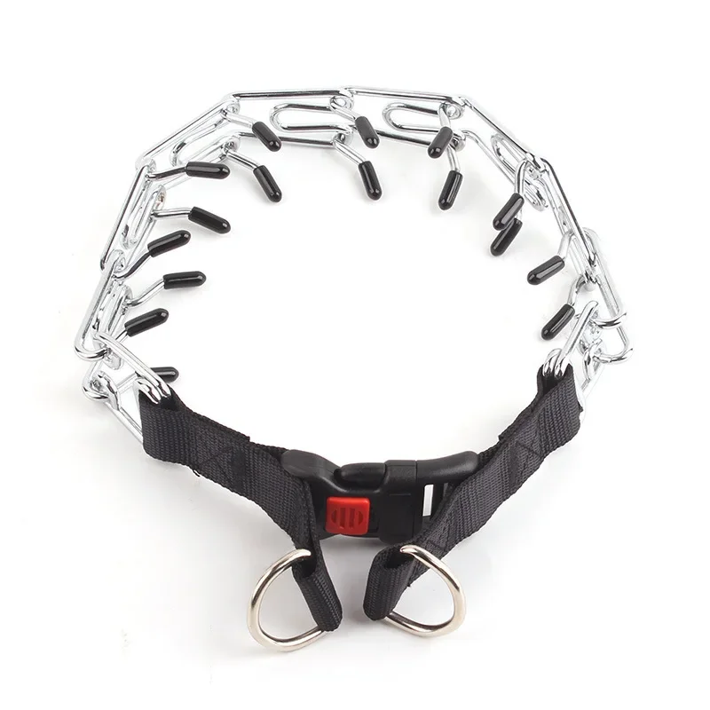 Adjustable Prong Collar for Dogs Choke Collar for Puppy Large Dog Pinch Training Collar with Stainless Steel Links & Nylon Cover