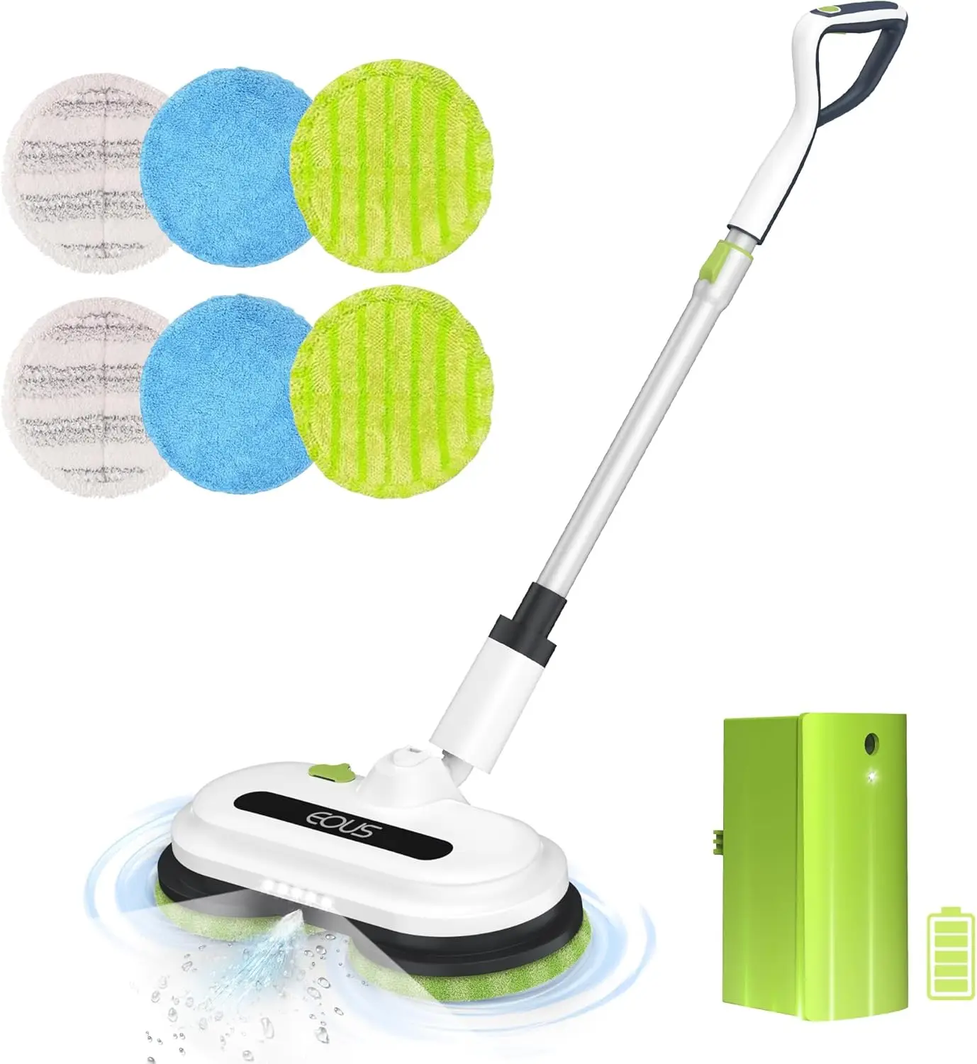 Electric Mop, Electric Mops for Floor Cleaning, Powerful Spin Mop with LED Headlight, Water Spray, Up to 60 mins Floor Scrubber