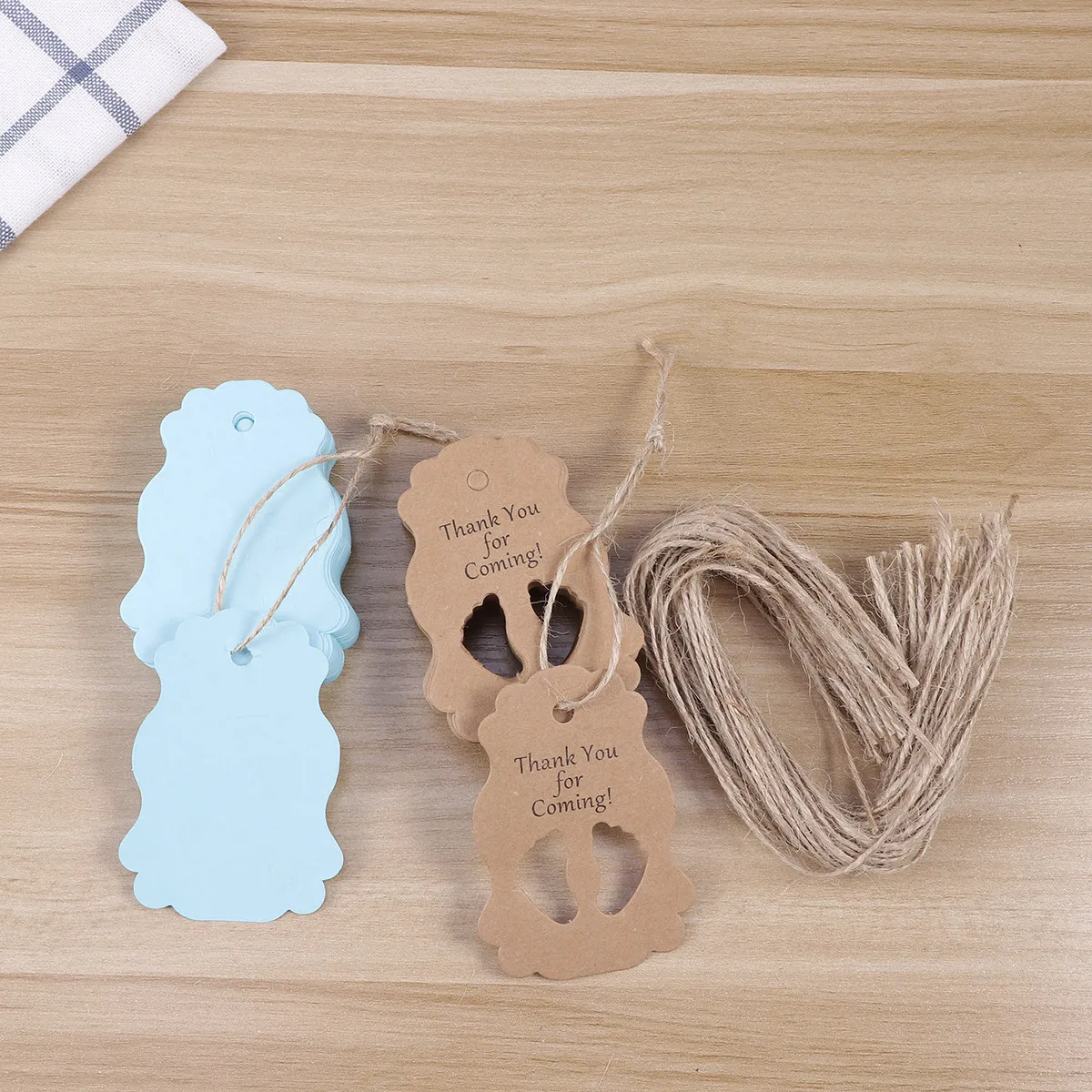 50Pcs Blue Kraft Paper Thank You Hanging Tags for Party Favors Gift Wrap Scrapbooking DIY Crafts