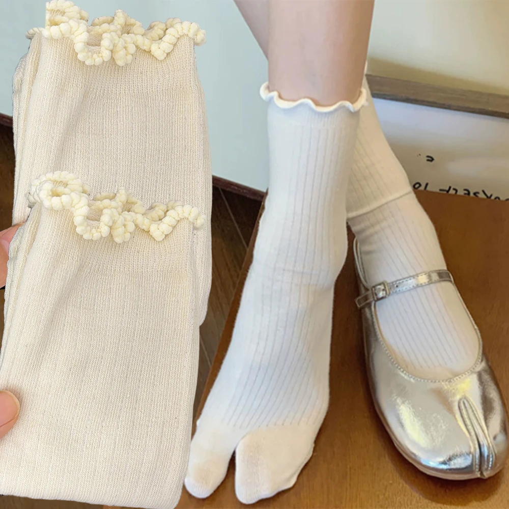 اليابانية المرأة القطن اثنين من الأصابع الأوسط جوارب أنبوبية تو الجوارب الصيف مطاطا الوجه بالتخبط النعال صندل اثنين تو الجوارب للجنسين #1