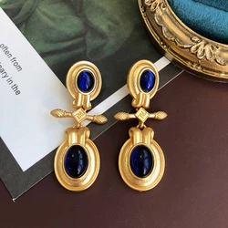 Vintage Blue Earrings Stud Statement Drop French Jewelry Geometric Accessories