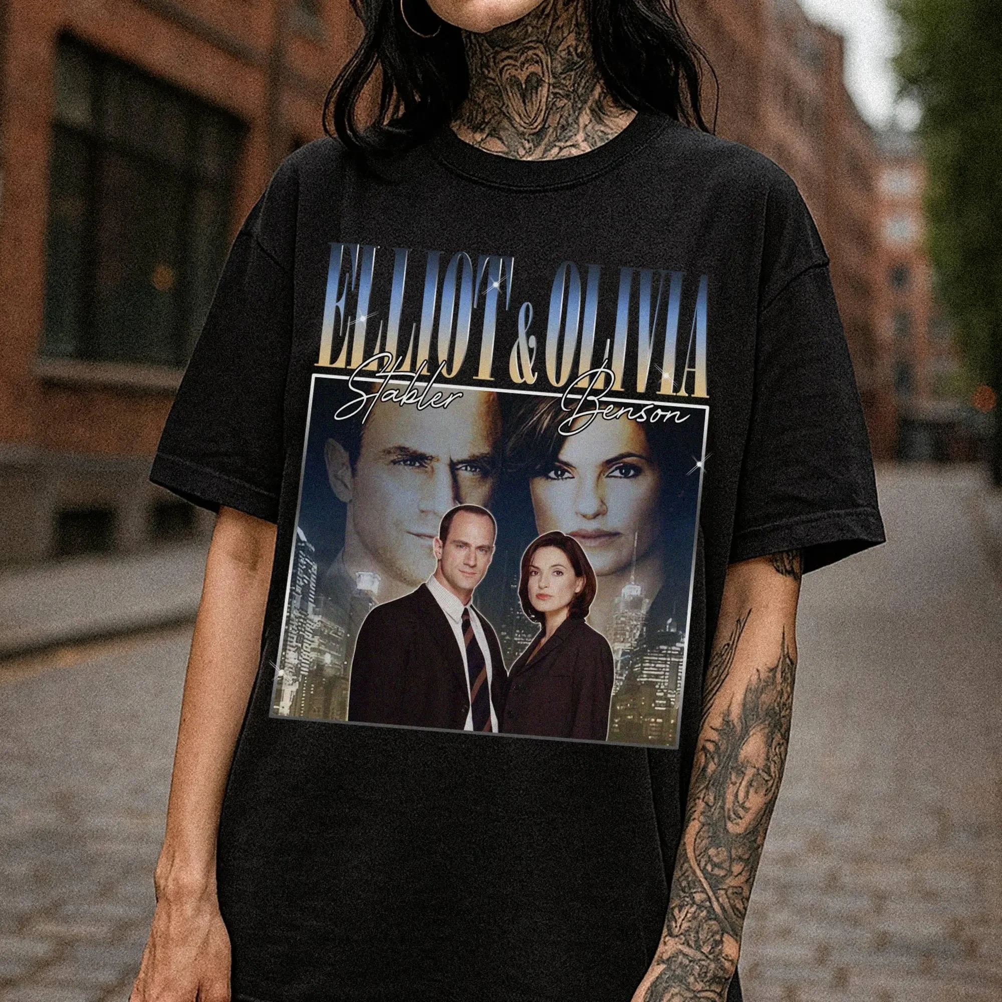 

Женская футболка с принтом Оливии Бенсон и Эллиота Стейблера, модный тренд весны/лета, топ из чистого хлопка, нейтральная футболка с короткими рукавами