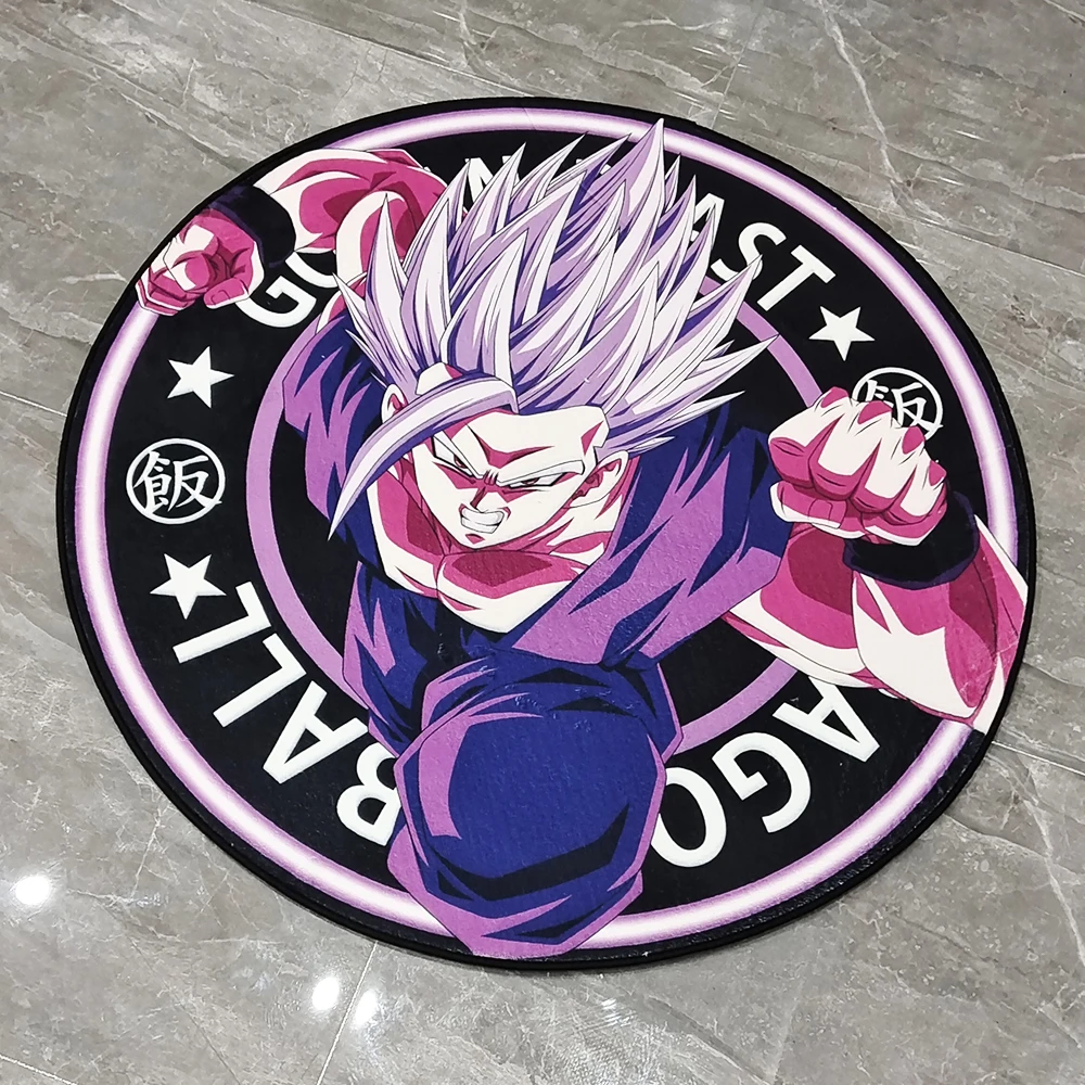 Circular Rugs Anime Dragon Ball Gohan Customize Cartoon Rug Handmade Carpet Area Rug for Home Decor