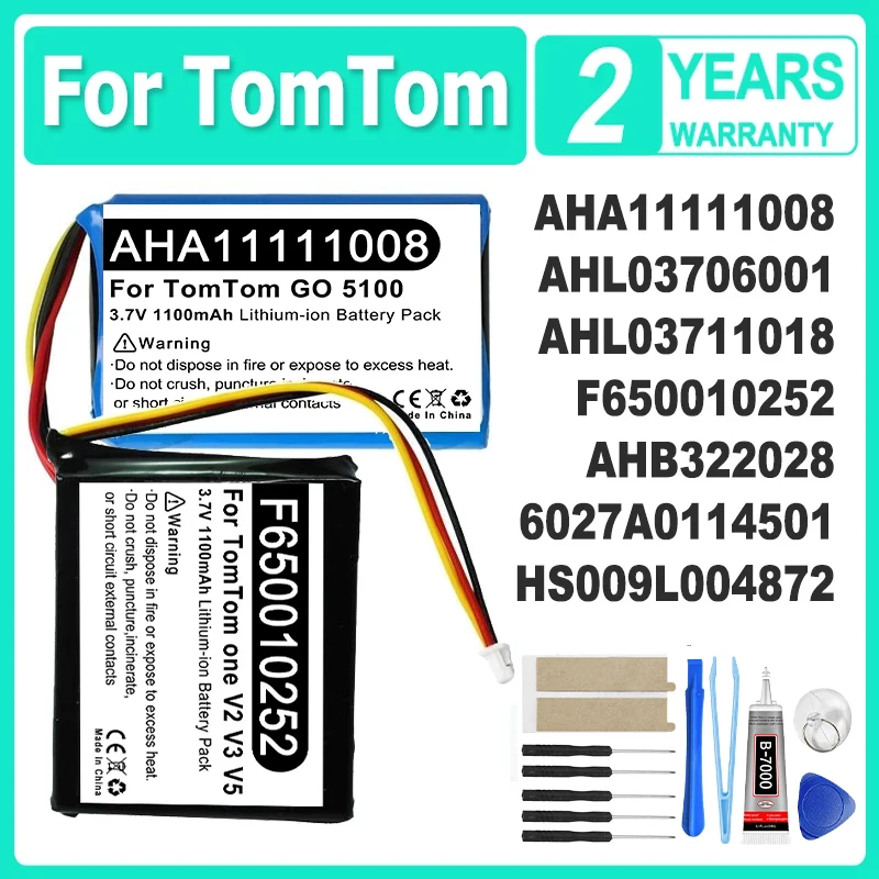Replace Battery For TomTom GO One V2 V3 V5 XL VF6P 1EX00 1000 2050 5100 Start 2 25 KL1 GPS Live G930T G930 Runner Cardio Watch