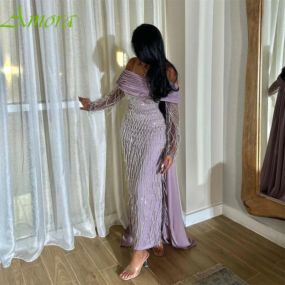 تخصيص مستقيم قارب الرقبة كاب كم طويل الأكمام فستان سهرة أنيق دقيق مخصص فساتين المناسبات أزياء حزب اللباس