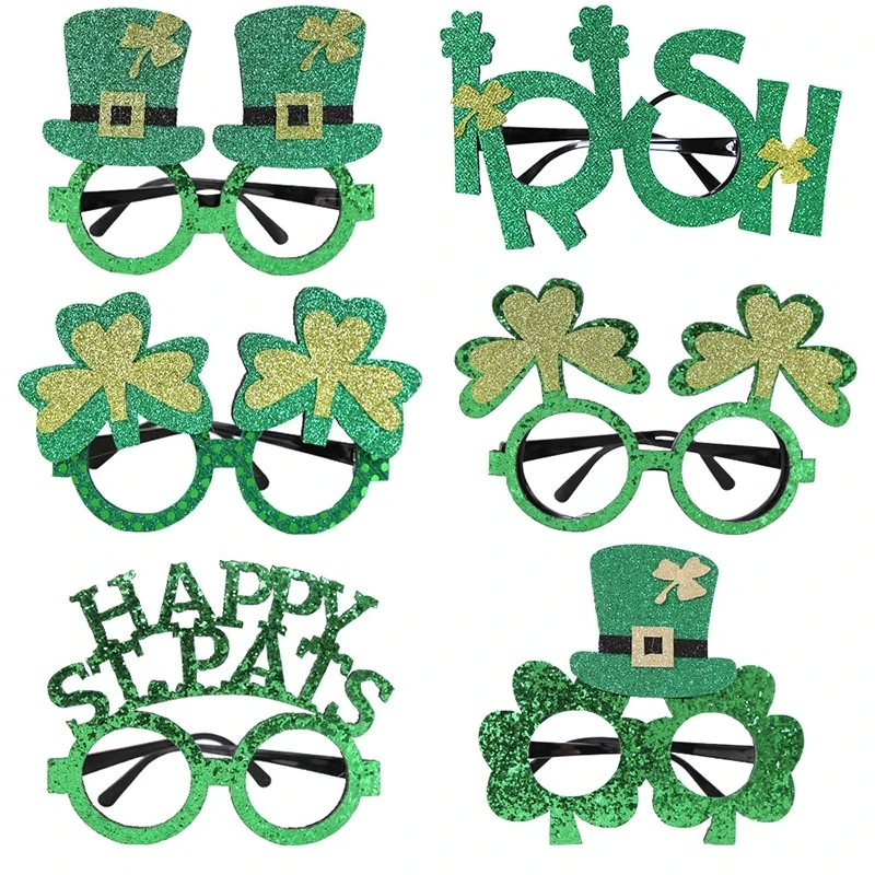 St Patricks Day Decorations Irish Party Lucky Green Glasses Festival Carnival Party Decorative Photo Props DIY Glasses Women Men