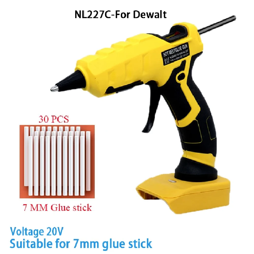 Pistolet à colle chaude sans fil 50W, pour Makita, DeWalt, Milwaukee, batterie Lithium-Ion 18V, 30 pièces, bâtons de 7mm, préchauffage rapide 30s