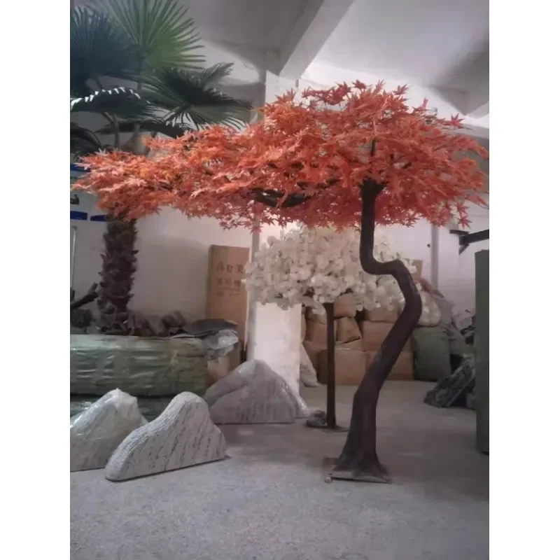 Fake Artificial Red Maple Tree with Maple Leaves Large Artificial Plants for Indoor Outdoor Decor - view 2